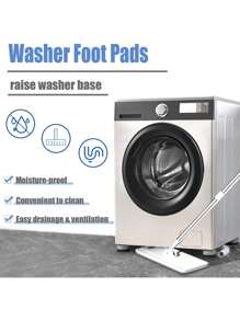 4 Packs Anti-Vibration Washer And Dryer Rubber Pads - Shock Absorbing, Floor Protection, Laundry Room Accessories With Matte Metal Finish Type, Durable Plastic Material - Grey - View 4