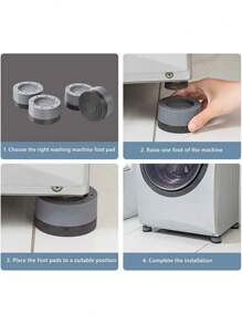 4 Packs Anti-Vibration Washer And Dryer Rubber Pads - Shock Absorbing, Floor Protection, Laundry Room Accessories With Matte Metal Finish Type, Durable Plastic Material - Grey - View 6