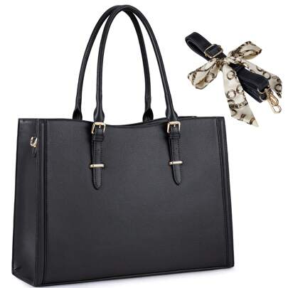 NEWHEY 女士笔记本电脑包 15.6 英寸防水皮革包 工作笔记本电脑包 办公室旅行手提包单肩包