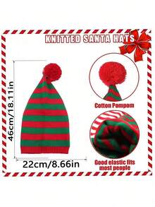 1 件男女通用圣诞针织无檐小便帽，欧美风格 Pom Pom 长尾巫师帽，圣诞礼物装饰 - 彩色 - 查看 4