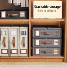 1 Pack Bed Sheet Organizers, Storage Bins With PU Leather Handle, Foldable Sheet Organizer For Linen Closet, Sheets Set Folder Keeper With Window XL (Queen & King Size) Organizing Bedding Container, Blanket Storage Bedroom, Organizer, Home Storage, White T Shirt Women, Black Pants Women, Ladies Winter Clothes, Dress,