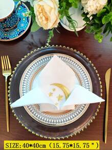 1/2/4 件绣花餐垫，100% 涤纶面料，防油防污，适用于斋月、家居、节日装饰、派对、婚礼、餐厅、厨房、餐桌、书桌、梳妆台、客厅、卧室、室内和室外、野餐 - 金色 - 查看 3