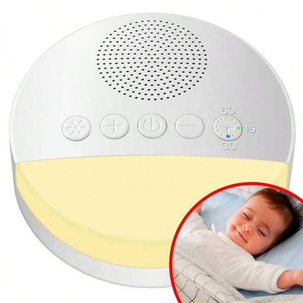 Máquina de ruído branco para crianças, Sleep Sound Player, temporizador de luz noturna, USB recarregável luz controlável, luz controlável