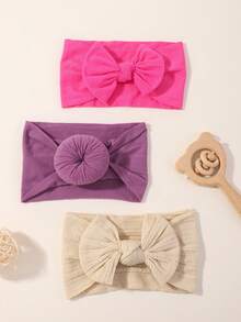 3 件套纯色针织蝴蝶结儿童发饰 - 卡其色麻花髮帶套裝 - 查看 4