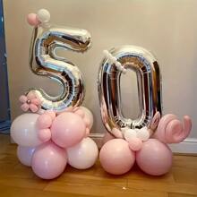 40 英寸银色数字铝箔气球，大尺寸数字气球适用于生日派对、婚礼、周年纪念、新年、圣诞节、情人节装饰和摄影背景