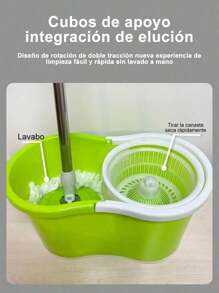 Trapeador mágico 360° spin mop: Limpieza profunda sin esfuerzo.Juego de fregona rotatoria de doble impulsión con cesto en forma de ocho y doble cabezal, fácil de usar en el hogar y sin necesidad de lavarse las manos, con presión manual y cubo para fregona - Rojo - Ver 11