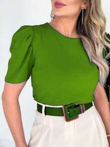 WOMEN'S BLOUSE SHORT SLEEVE PRINCESS PUFANTE DUNA - Cadet Blue - View 1