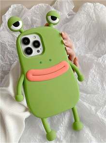 可爱3D大眼青蛙硅胶手机壳，兼容 17 Pro Max、17 Pro、17、16、15、14、13、12、11 Pro Max，萌趣十足的防震软壳 - 綠色 - 查看 7