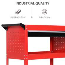 DURHAND 3-Tier Tool Trolley Cart Storage Shelf Roller Cabinet DIY Box Garage Workshop With Drawer Red Outdoor Decor - Red - View 6
