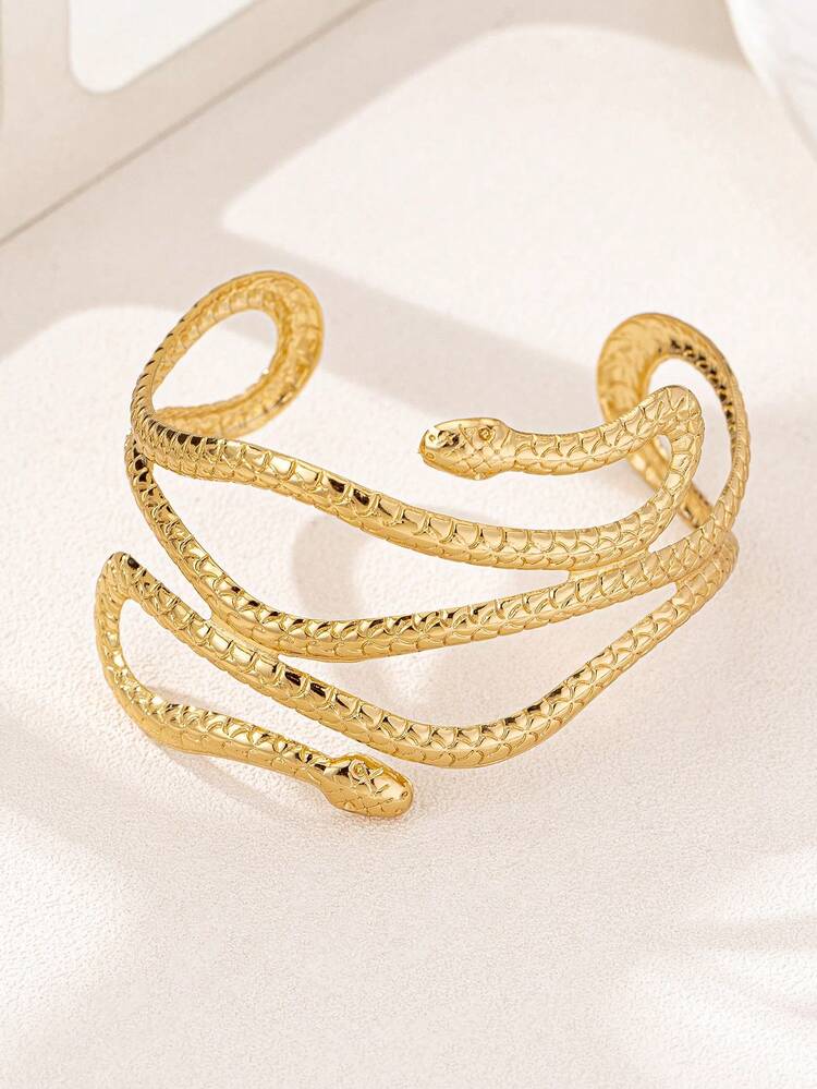 1 chiếc vòng tay kim loại dạng vòng hở phong cách Gothic dành cho nữ, thích hợp cho tiệc tùng và đeo hàng ngày - Vòng tay mở rắn - Xem 10