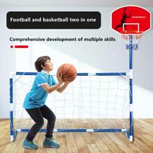 2-In-1 Soccer Goal & Basketball Hoop Toy, Detachable For Indoor And Outdoor Sports Play