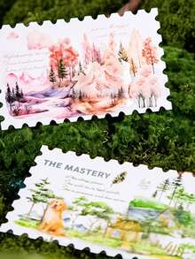 林地风景遮蔽胶带，“在野外”系列，2.35 英寸 * 1.57 英寸，各种奇幻设计，多场景创意规划装饰配件，用于剪贴簿、日记本和文具美学的透明胶带 - 均碼 - 查看 9