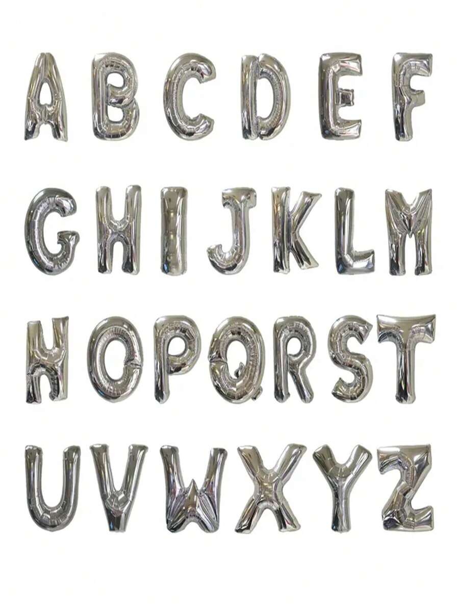 1pc 16Inch Large Silver Letter Balloon Big Size Jumbo Mylar Foil Helium Balloon For Wedding Birthday Party Celebration Decorations Alphabet Silver - Silver - View 1