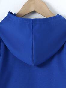 Bộ quần áo hoodie và quần dài in khẩu hiệu cho bé trai, thời trang thường ngày và thoải mái, mùa thu/đông - Màu xanh lam - Xem 7