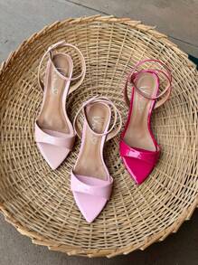 Low Heel Sandal With Leaf Toe - Màu Hồng baby - Xem 2