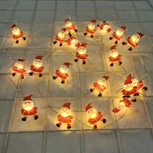 Schneemann LED Lichterkette Girlande, Weihnachtsdekoration für Zuhause, batteriebetriebene Weihnachtsmann Lichter Weihnachtsbaum Hängeornament, Neujahrsdekoration für Zuhause, Weihnachten - Verschiedenfarbig - Übersicht 2