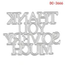 1 件金属碳钢“谢谢”和“感恩节快乐”文字图案模板模具，DIY 手工剪贴簿贴纸，生日贺卡，节日浮雕卡片装饰 - 銀色 - 查看 9