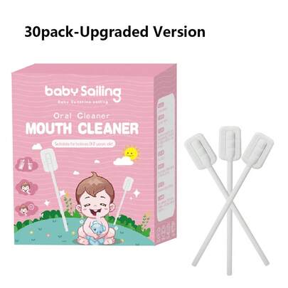 30 miếng gạc dùng một lần, không có nướu, dùng để vệ sinh khoang miệng và lớp phủ lưỡi cho trẻ sơ sinh, dùng một lần, đầu bàn chải gợn sóng.