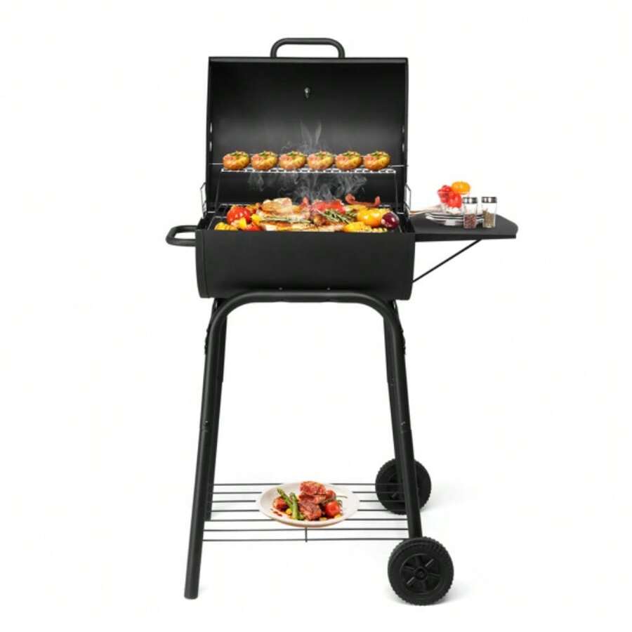 Charcoal Grills Outdoor BBQ Grill, Barrel Charcoal Grill With Side