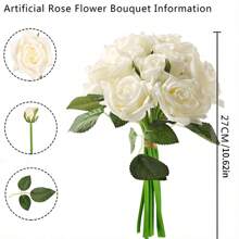 2 mazzi da 18 rose artificiali bianche in seta, con steli lunghi, per decorazioni di matrimoni, profumo da sposa, decorazioni natalizie, feste di laurea, centrotavola e decorazioni floreali per la casa