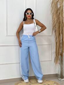 Striped Palazzo Pants - Celeste - Ver 3