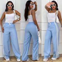 Striped Palazzo Pants - Celeste - Ver 2