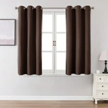 1 件/2 件可选亚麻遮光窗帘,100% 遮光窗帘,适用于客厅、卧室、家庭影院、餐厅,轻质、隔热、防水,带索环 - 深咖色 - 查看 34