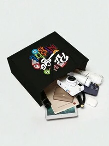 Bingo Night Women's Tote Bag And Wallet Set, Fabric Structure, Hand Washable, Unclosed, Lined, Casual Shoulder Back, Vacation Style Letter Design Tote Bags