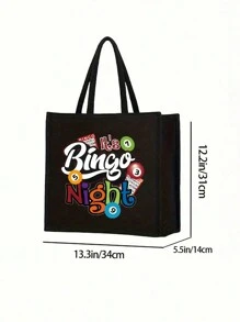 Bingo Night Women's Tote Bag And Wallet Set, Fabric Structure, Hand Washable, Unclosed, Lined, Casual Shoulder Back, Vacation Style Letter Design Tote Bags