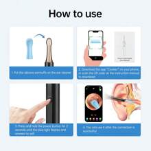 Hailicare Smart Visual Ear Cleaner Wireless Earwax Cleaner Ear Wax Removal Tool 30W High-Definition Smart Ear Cleaning Spoon 6 LED Shadowless Lights 3.0mm Diameter Ear Cleaning Type-C 13(Battery Capacity:130mah)