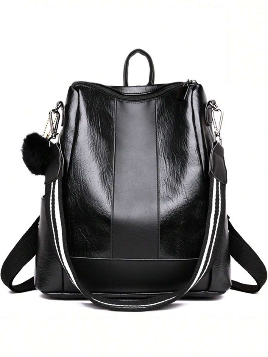 Women Waterproof PU Leather Anti-Theft Travel Backpack Purse Rucksack Lightweight Shoulder Bag - 黑色 - 查看 1