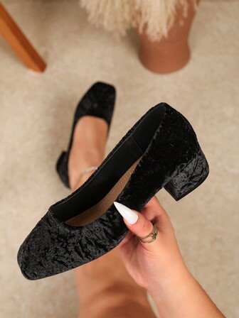 Bowknot Thick Square Toe Chunky Heel Women Shoes, Color Block Heeled Loafers, Fashion Wide Fit Elegant High Heels