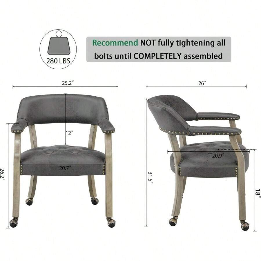 Dining Chair With Casters Set Of 4, Accent Kitchen Table Chairs With