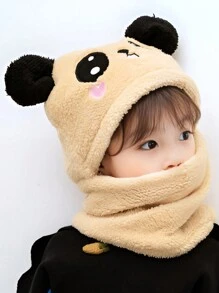 1pc Panda Children Hat With Scarf, Cute And Super Adorable Plush Warm Ear Protection, Suitable For Boys And Girls Ages 1-4, 4-6, 7-10, 11-Adult, For Indoor, Outdoor, Cosplay, Party, Children Gift