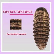 Highlight Ombre HD Transparent 13x4 Lace Front Wigs Human Hair 180% Density Honey Blonde 4/27 Deep Wave Lace Front Wigs Frontal Curly Wig Pre Plucked With Baby Hair