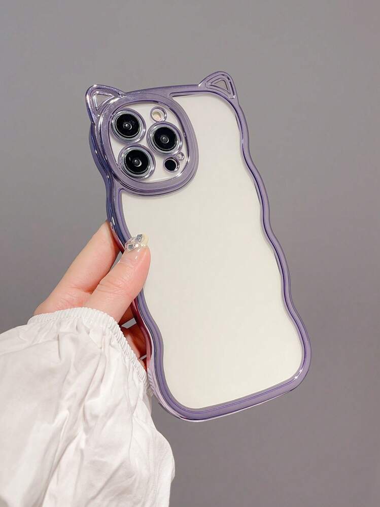 1 Peça Capa de Telefone de TPU Roxa Eletrolítica Assimétrica da Moda, Compatível com iPhone, À Prova d'Água, à Prova de Choques, Anti-Queda, Resistente a Arranhões - Roxo - Visão 2