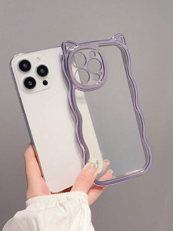 1PC Fashionable Asymmetrical Electroplated Purple Tpu Phone Case Compatible With IPhone