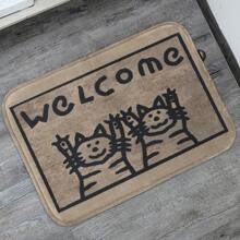 Welcome Entrance Door Mat 55x35cm Non-Slip - Beige - View 1