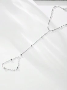 SYMFNY 1pc 925 Sterling Silver Simple Beaded Chain Ring Bracelet