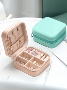 1 Piece Jewelry Case, Jewelry Storage Box, Double-Layer Large Capacity - Màu xanh lam - Xem 4