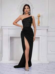 Women's New Sequin Fairy Long Sleeveless Fashion Maxi Formal Dress, Elegant,Party Dress,Cocktail