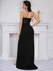 Women's New Sequin Fairy Long Sleeveless Fashion Maxi Formal Dress, Elegant,Party Dress,Cocktail