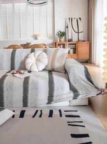 1 件 4 季弹力一体式沙发套，布艺防滑全包裹沙发座垫，可洗防尘沙发毯，宠物友好型装饰保护套，适用于卧室、办公室、客厅 - 黑色 - 查看 8