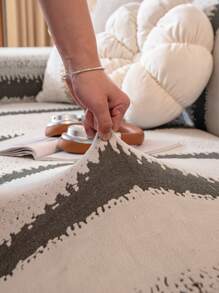 1 件 4 季弹力一体式沙发套，布艺防滑全包裹沙发座垫，可洗防尘沙发毯，宠物友好型装饰保护套，适用于卧室、办公室、客厅 - 黑色 - 查看 9