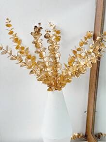 5 件/10 件经典金色桉树枝，适用于家居装饰、花瓶填充物、波西米亚风格婚礼、派对、圣诞节、感恩节、情人节、母亲节 DIY 装饰 - 金色 - 查看 5