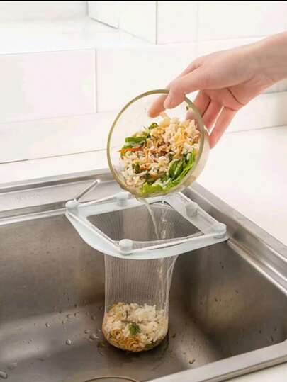 1 件水槽沥水架和 30 件过滤袋套装，简易 PP 白色一次性沥水袋和厨房水龙头支架