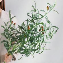 5 pezzi Ramo d'ulivo artificiale da 29,5 pollici, stelo artificiale lungo verde, foglie di ramo d'ulivo artificiale, adatto per decorazione d'ufficio, Natale, cucina, casa, matrimonio, interno
