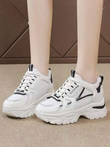 New Spring And Autumn Women's Mesh Sports Shoes, Ladies Travel Shoes, Heightening Sneakers And Thick Bottom Sneakers - 黑色 - 查看 2