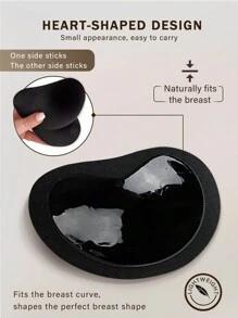 2 对隐形硅胶自粘胸垫，可重复使用聚拢胸垫，女士泳衣透气无缝内衣自粘运动垫 - 彩色 - 查看 7