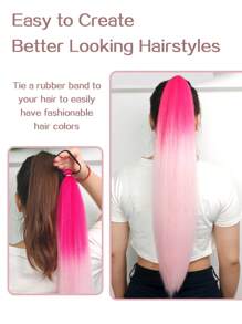 1pc 28 Inch (70cm) Blue Braided Ponytail Hair Extension, Colorful Festival Celebration Elastic Wrap Around Soft Woven Ombre Synthetic Hair Extension For Women